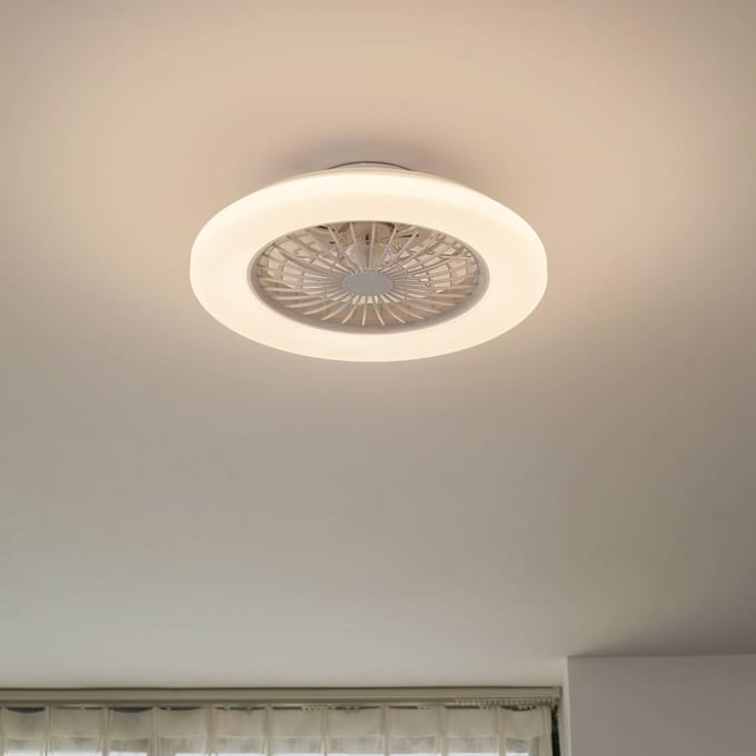 Lindby LED plafondventilator Vedin, wit, DC, Ø 49 cm, CCT