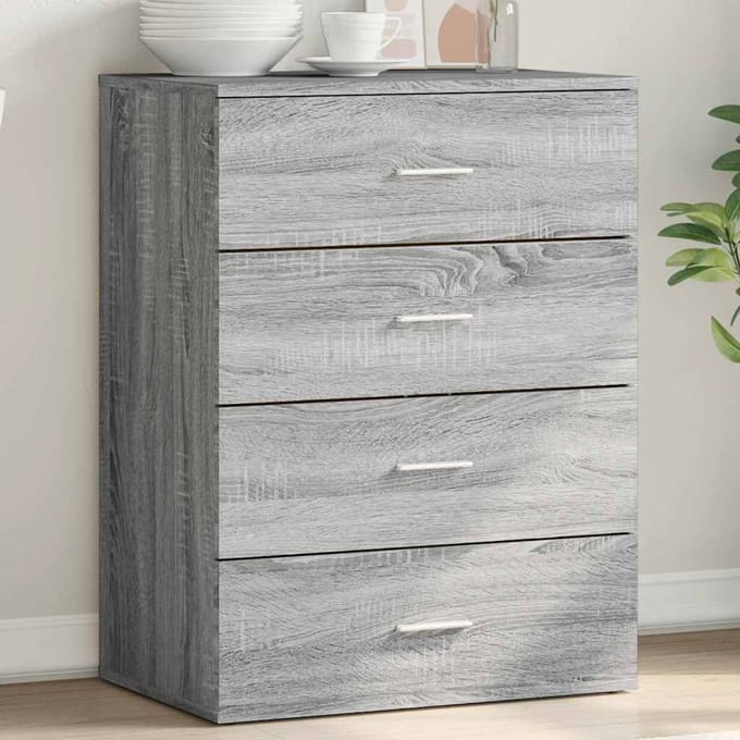 vidaXL - Dressoir - 60x39x80 - cm - bewerkt - hout - grijs - sonoma