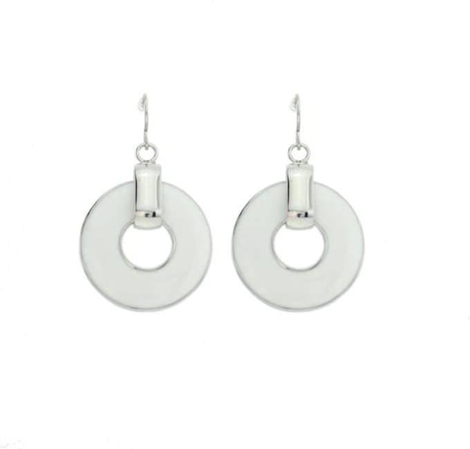 Behave - Oorbellen hanger wit rond zilverkleur - Minimalistisch design 4 cm