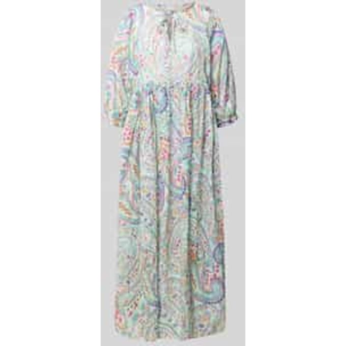 Midi-jurk van pure katoen met all-over paisleyprint