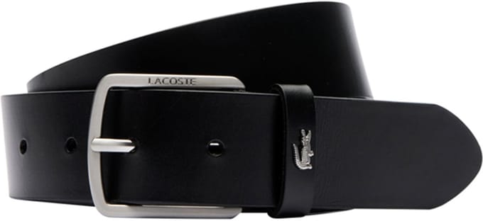 LACOSTE Leren Riem Elegance Plain Leather Belt W105 Noir Zwart