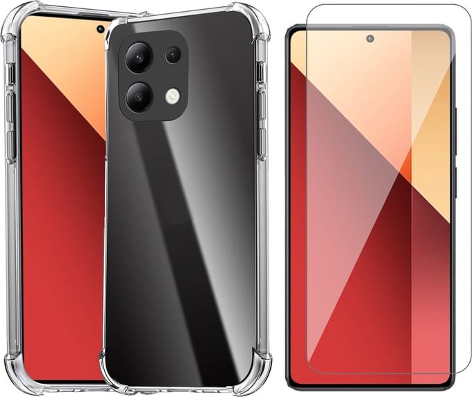 Hoesje geschikt voor Xiaomi Redmi Note 13 Pro 5G / Poco X6 5G - Screenprotector Glas - Shockproof Transparant