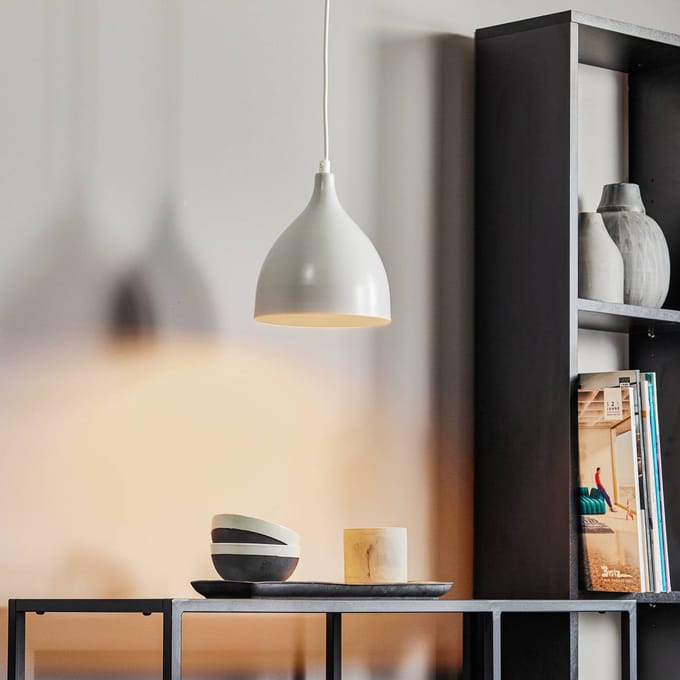 Lumina NOAK CLASSIC Hanglamp Grijs Wit Metaal, In Hoogte Verstelbaar