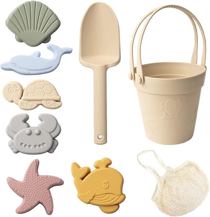 Siliconen Strandspeelgoed - Zomerspeelgoed Set - Buiten Spelen - 8 Delige Set - Niet Gespecificeerd - Beige