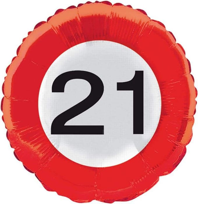 Folat - Folieballon 21 Verkeersbord 45 cm