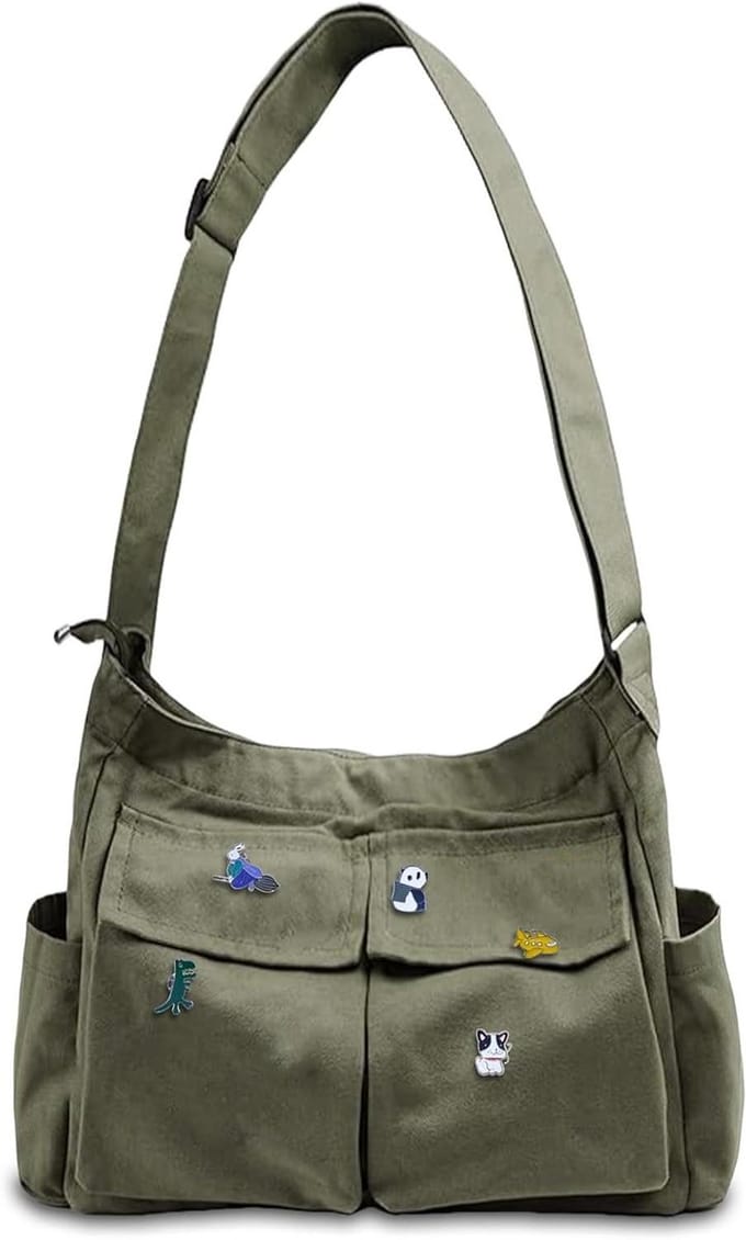 Messenger tas van canvas voor dames en heren - schoudertas met meerdere vakken