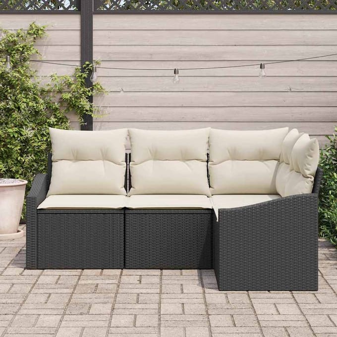 vidaXL - Tuinbank - Set - 4 - st - Zwart - en - Wit - poly - rattan