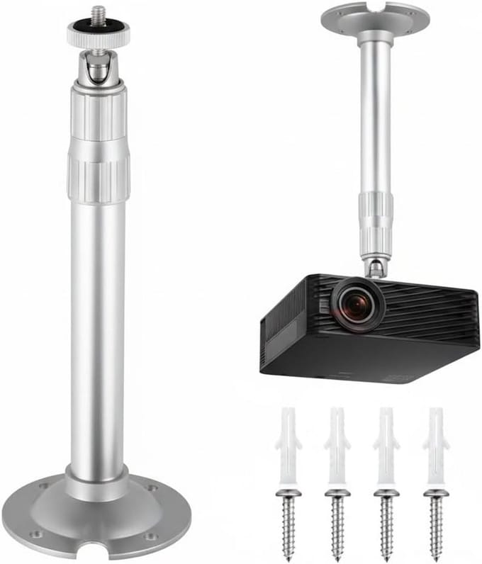 Projector Plafondhouder - Mini Camera Beugel - Thuisbioscoop Installatie - 360 Graden Verstelbaar - Tot 5 kg - Aluminium