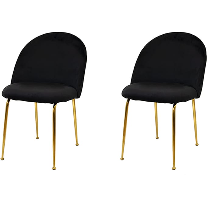 Milton & Oldbrook Velvet Eetkamerstoel Luxor Zwart - 2 Stuks