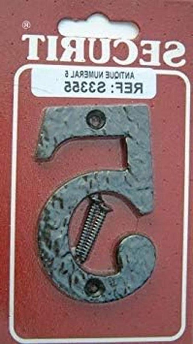 Deurnummer Smeedijzer - Huisnummer Zwart - Huis Identificatie - Antiek Effect - 75 mm - Zwart