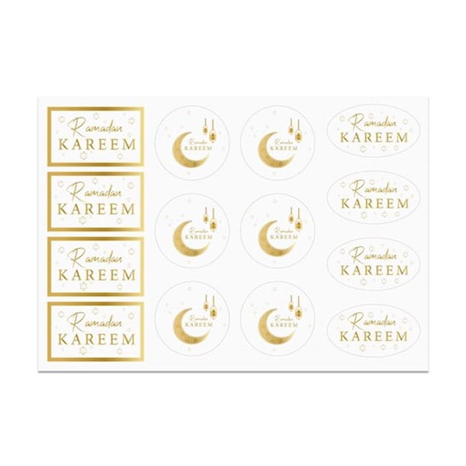 Ramadan Kareem - Cadeau Labels Transparant Goud (14 st)