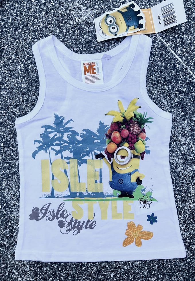 Minions Shirt - Mouwloos - Wit - Maat 92/98