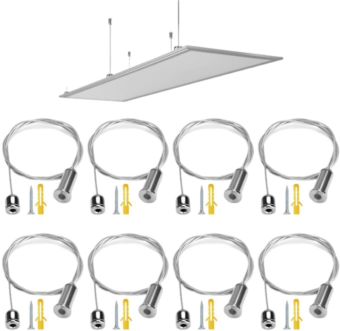 Hanging Cables Set van 8 Stuks voor Lampen - Stalen Draad en Ophangsystemen voor LED Panelen en Verlichting