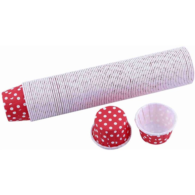 100pcs Papier Gâteau Cupcake Caissette Emballage Muffin Tasse de Cuisson pour Fête Mariage Rouge white