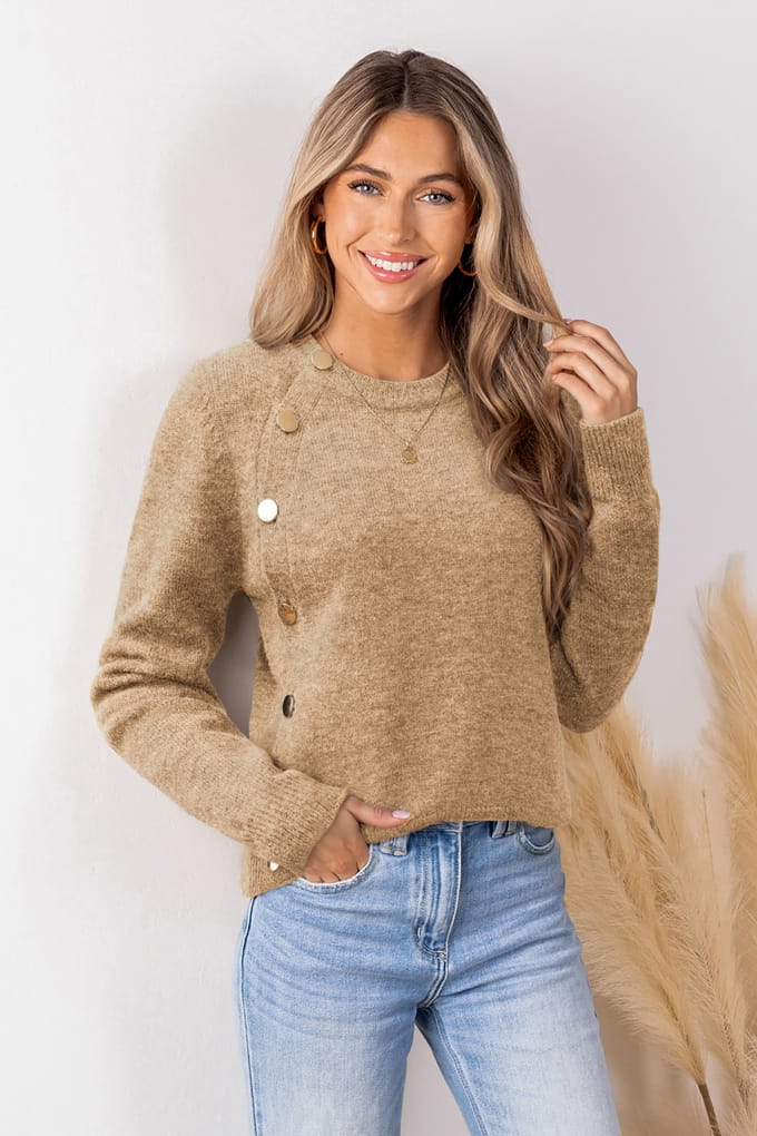 Herfstmistbruin gebreide top