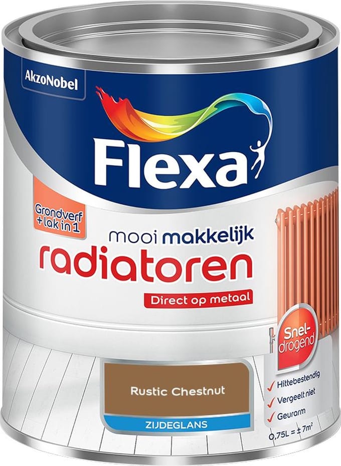 Flexa - Mooi Makkelijk Radiatoren Zijdeglans - Rustic Chestnut - Mengverf - 750 Ml