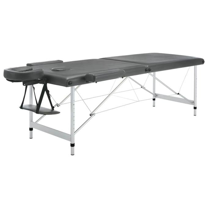 vidaXL - Massagetafel - met - 2 - zones - 186x68 - cm - aluminium - frame - antraciet