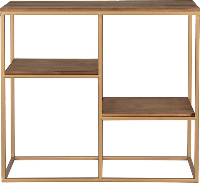 Clayre & Eef Wandrek 49 cm Goudkleurig Bruin Hout