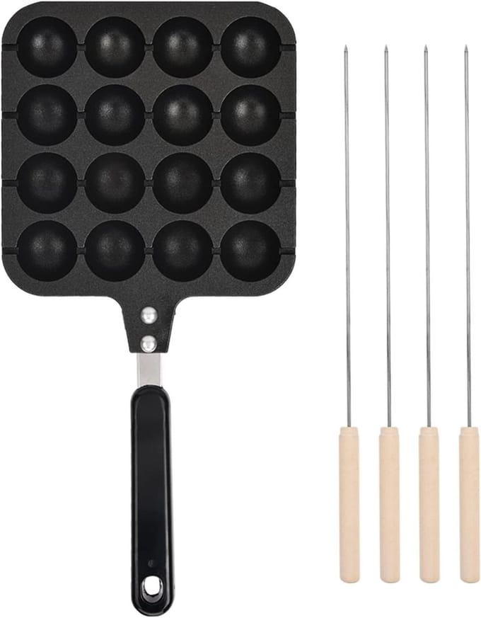 Takoyaki Pan - Pancake Maker - Snacks Maken - Antiaanbaklaag - 32.5 cm Lengte - Blauw