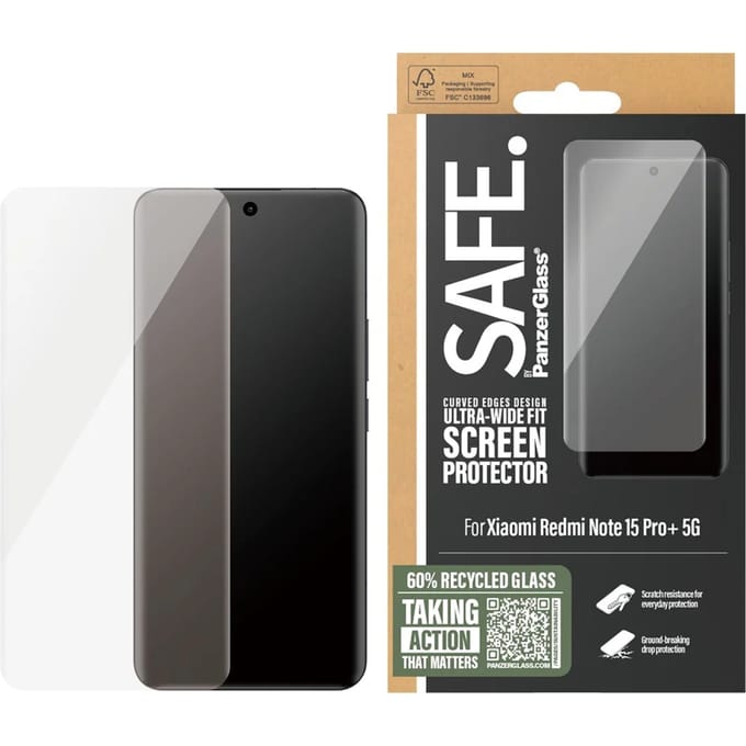 SAFE by PanzerGlass Ultra-Wide Fit Screenprotector voor de Xiaomi Redmi Note 15 Pro Plus (5G)