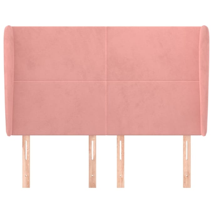 vidaXL - Hoofdbord - met - randen - 147x23x118/128 - cm - fluweel - roze