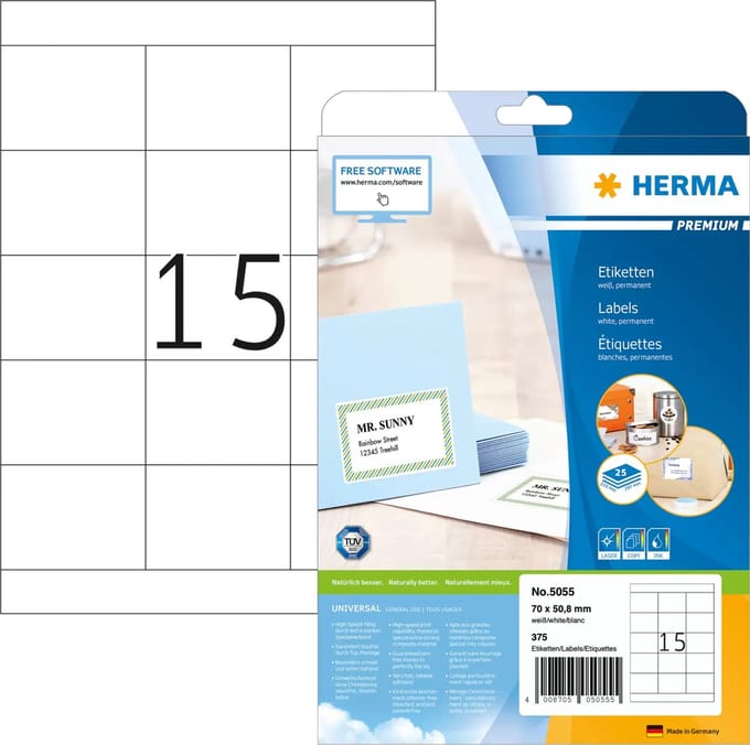 HERMA 5055 Wit Zelfklevend printerlabel printeretiket