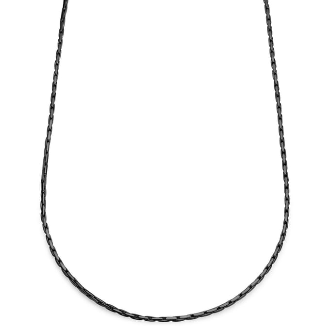 Essentials | 3 mm Gunmetal Zwarte Ketting met Rechthoekige Venetiaanse Schakels