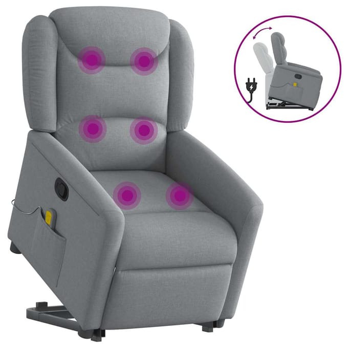 vidaXL - Sta-op-massagestoel - verstelbaar - stof - lichtgrijs