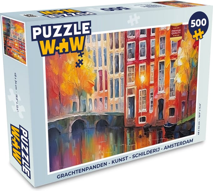 Puzzel Grachtenpanden - Kunst - Schilderij - Amsterdam - Legpuzzel - Puzzel 500 stukjes