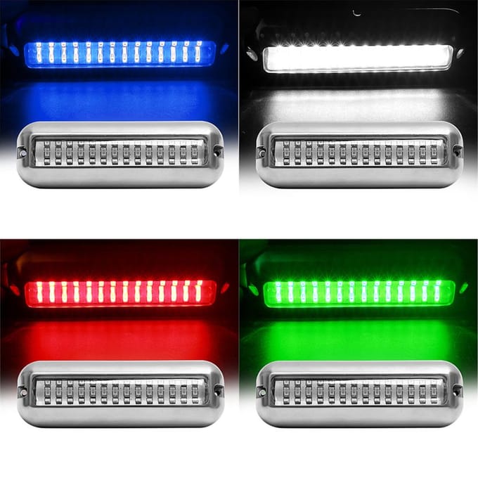 2 stuks IP68 Waterdicht Onderwaterlicht Roestvrij Staal Schip Schijnwerper 42 LED Pontonboot Hek White Light white
