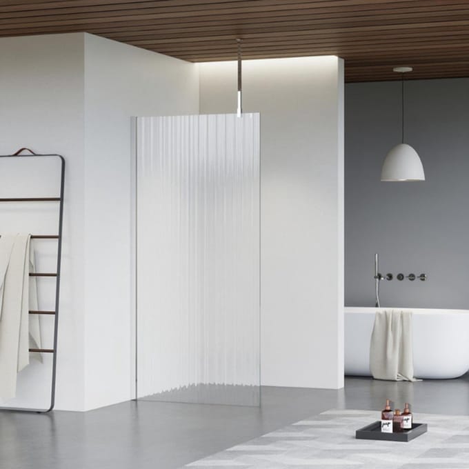 FugaFlow Eccelente Vetro inloopdouche badkamer - 100x200cm - ribbelglas - plafondarm - chroom