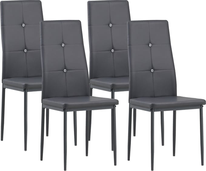 Albatros eetkamerstoelen DIAMOND set van 4, Grijs - Edele diamant look eetkamerstoelen set van 4