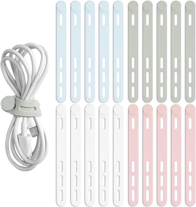 Allecto Plus - 16 stuks herbruikbare siliconen kabelbinders in 4 kleuren. Ideaal voor audiokabels, computers en meer