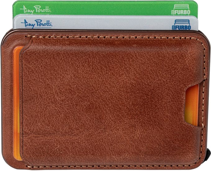 Tony Perotti Furbo EVO RFID leren Pasjeshouder met Magsafe en Standaard - Donkerbruin