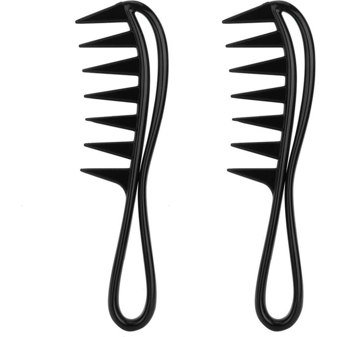 2 stuks Professionele Salon Brede Tanden Haaienkam Krullend Haar Kapperskam Haar Styling Tool black