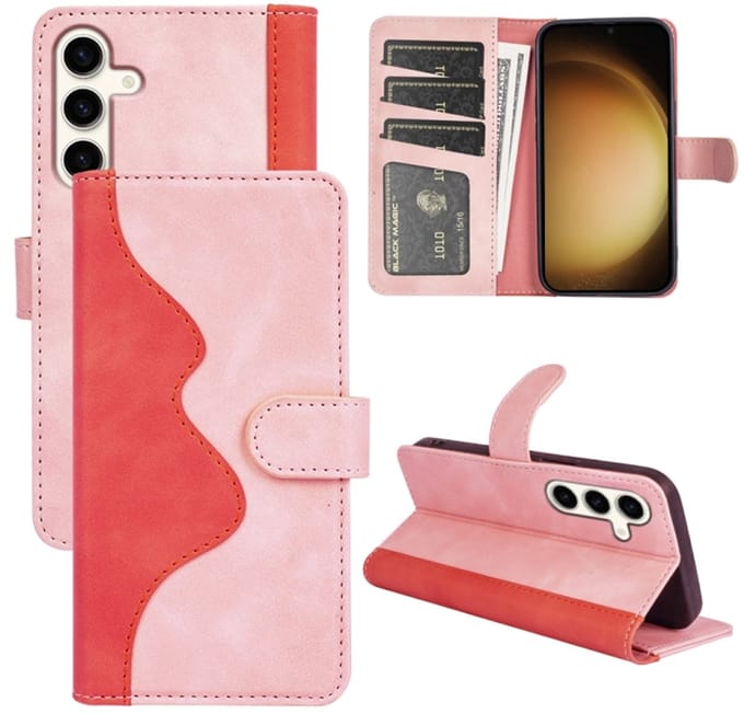 Voor Samsung Galaxy S24+ 5G stiksel horizontale flip lederen telefoonhoes (rood)