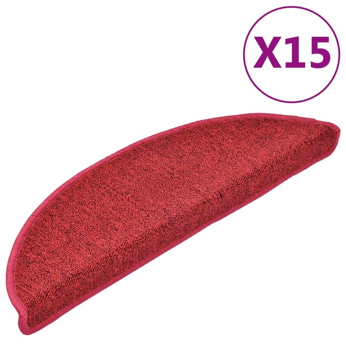 vidaXL - Trapmatten - 15 - st - 56 - x - 17 - x - 3 - cm - Non-Slip - Rood