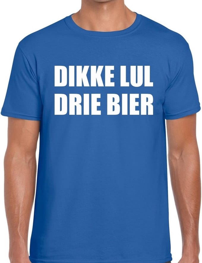 Dikke Lul Drie Bier heren shirt blauw - Heren feest t-shirts S