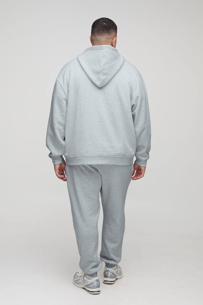 Plus Basic Oversized Hoodie met ritssluiting | Grey Marl | Size 2XL