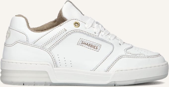 Shabbies Revin Contra Sneakers Dames - Leren Sneaker - Wit - Maat 37