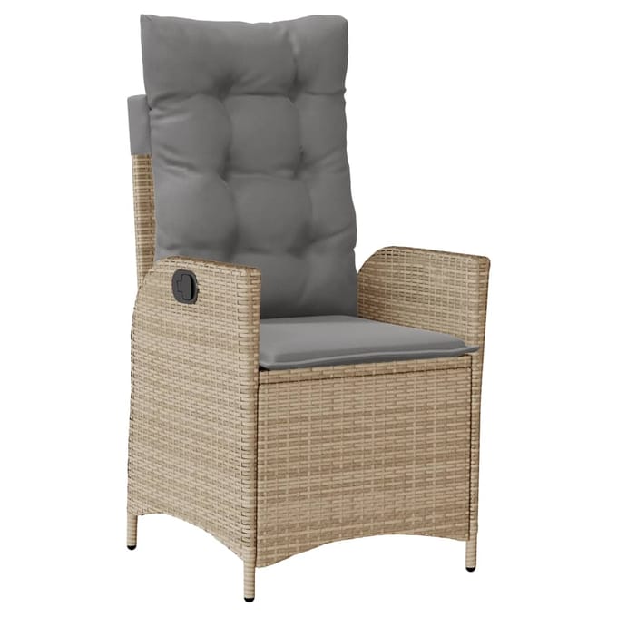 vidaXL - 7-delige - Tuinset - met - kussens - poly - rattan - gemengd - beige
