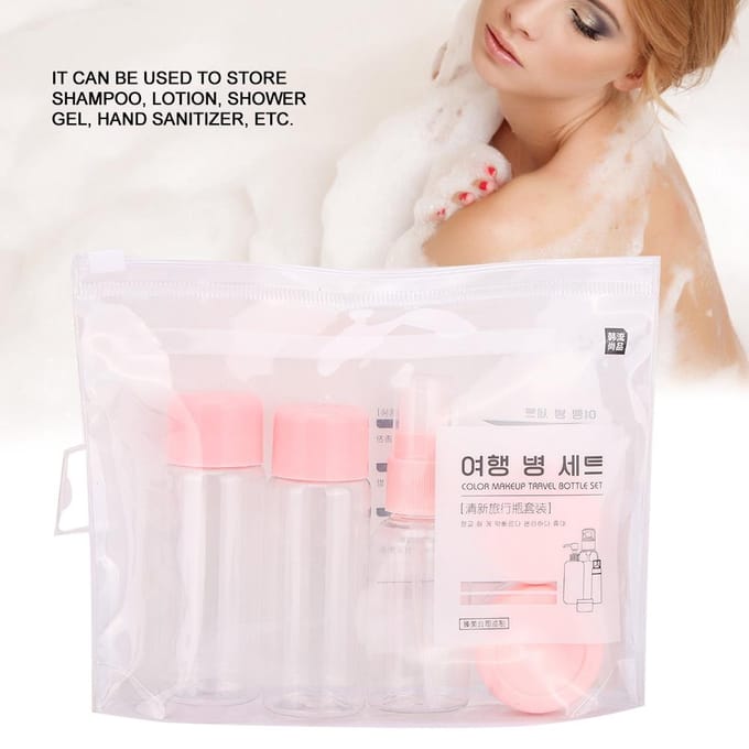 Bouteilles de pulvérisation de maquillage transparentes, conteneur vide de Lotion, Kit de voyage 6 pièces white