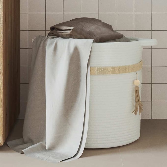 vidaXL - Opbergmand - Ø - 38x36 - cm - katoen - wit