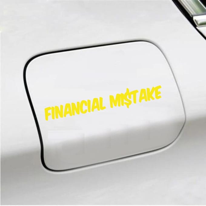 Bumpersticker - Financial Mistake - 4,1 X 25 - Geel