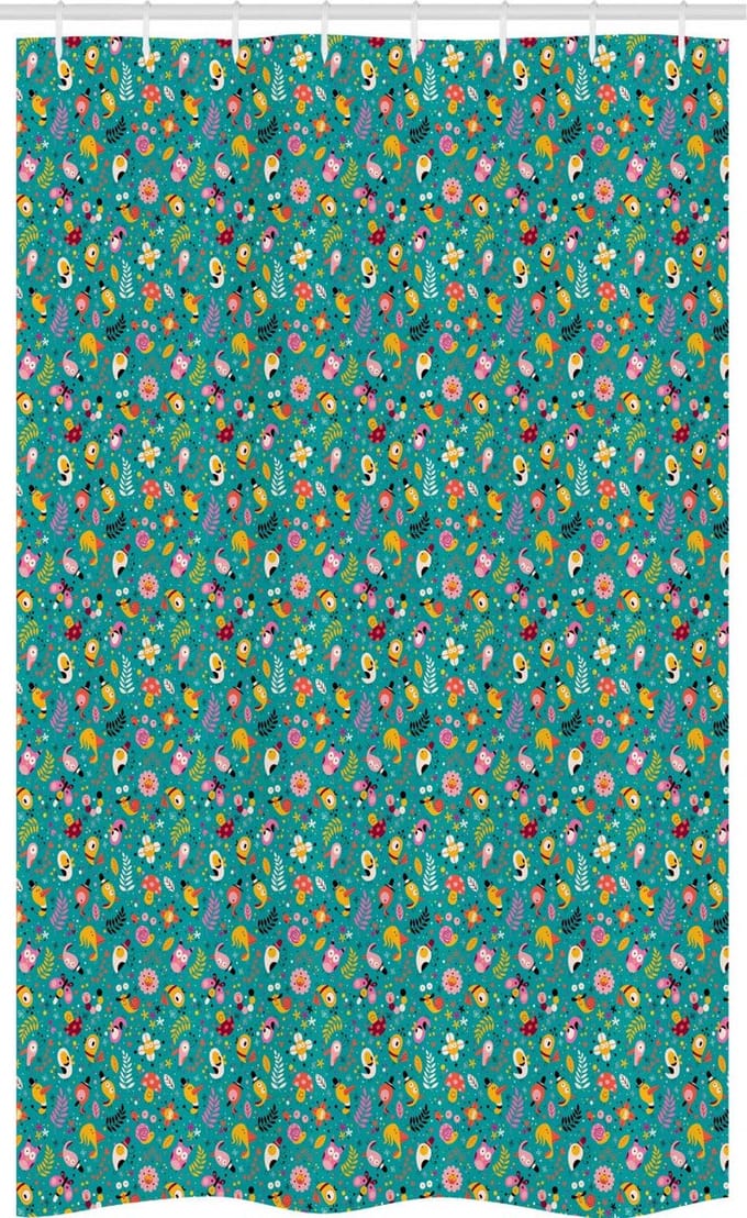 ABAKUHAUS Douchgordijn 120x180 cm – Multicolor Vogel/Bloem – Polyester