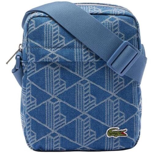 LACOSTE Schoudertas Vertical Camera Bag Mono Jacquard Denim Blauw