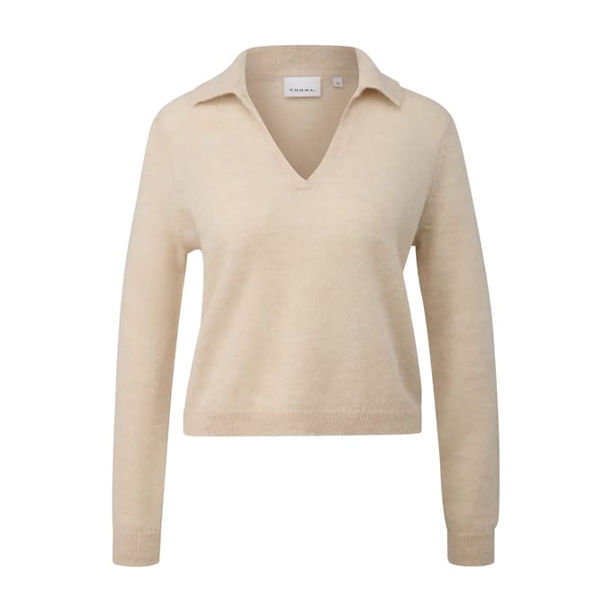 Lichte alpaca-mix poloshirt voor dames COMMA