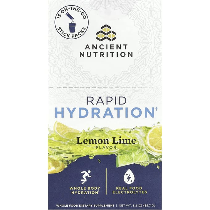 Snelle Hydratatie, Citroen Limoen, Draagbare Stick Pack van 15, 6G (0.2oz) Elk