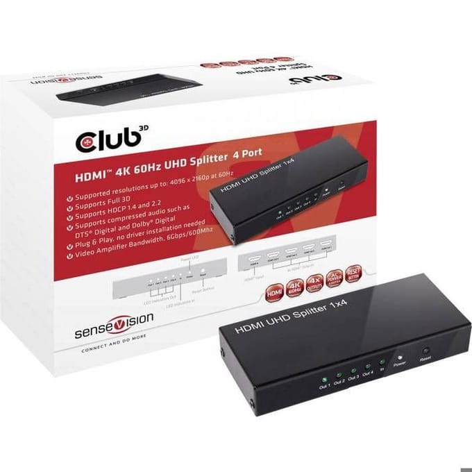 Club 3D HDMI™ 4K@60Hz Splitter 4 poorten