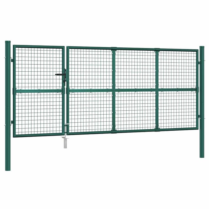 vidaXL - Tuinhek - van - gaas, - groen - 350x125 - cm, - gegalvaniseerd - staal